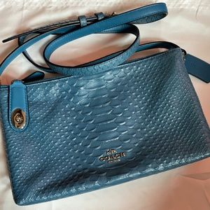 Coach Crosby stamped snake blue leather cross body bag